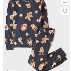 The Children's Place Navy Reindeer and Gingerbread Pajama Set